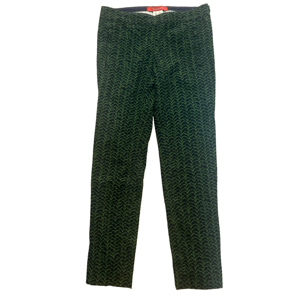 Anthropologie Cartonnier Ankle Pants Size 0 Navy Green Geometric Boho Chic Sleek